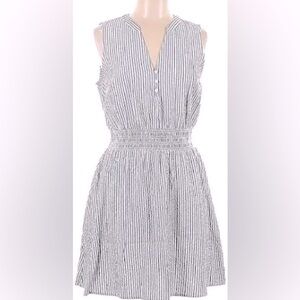Market & Spuce Sleevess Smocked Waist Seersucker Dress Blue Size XL